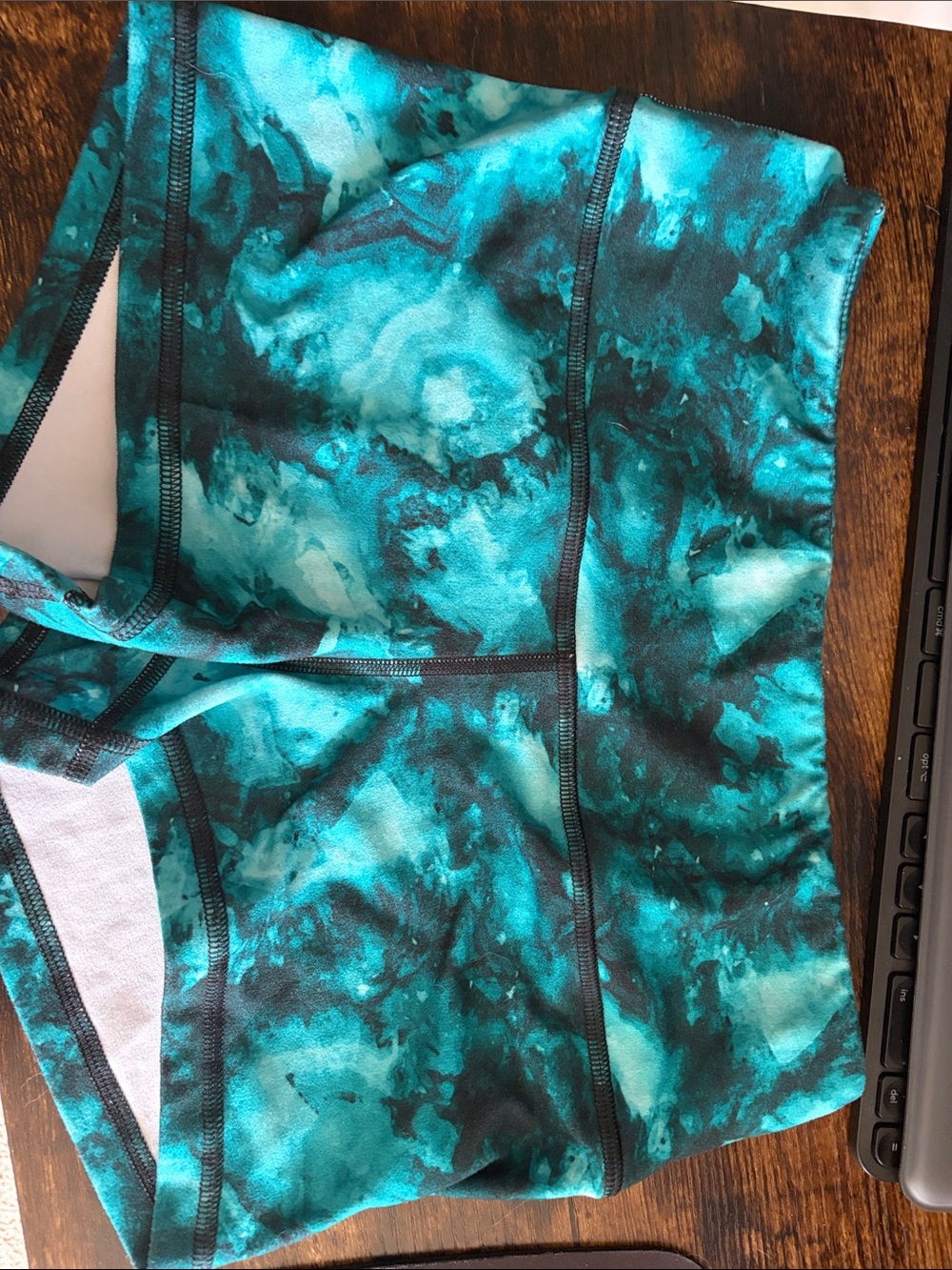 Fleo Teal and Black Marble Athletic Shorts